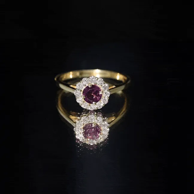 1 CT Rhodolite and Diamond Floating Halo Engagement Ring
