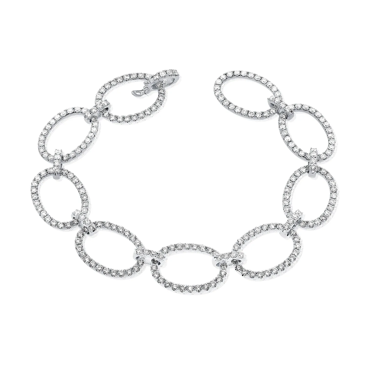14k Gold & Diamond Oval Link Bracelet - 5.23ct