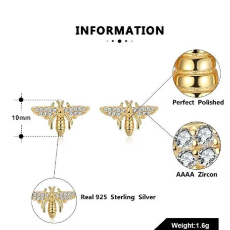 14K Gold-Filled Bee Stud Earrings