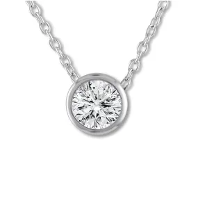 14k White Gold Diamond Bezel Pendant-.50ct