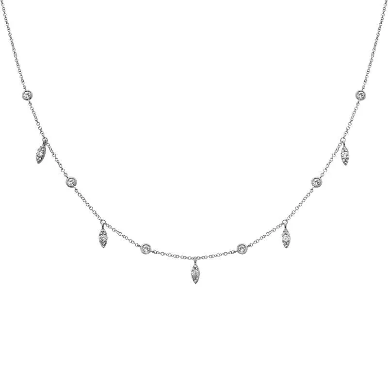 14k White Gold Diamond Dangle Necklace