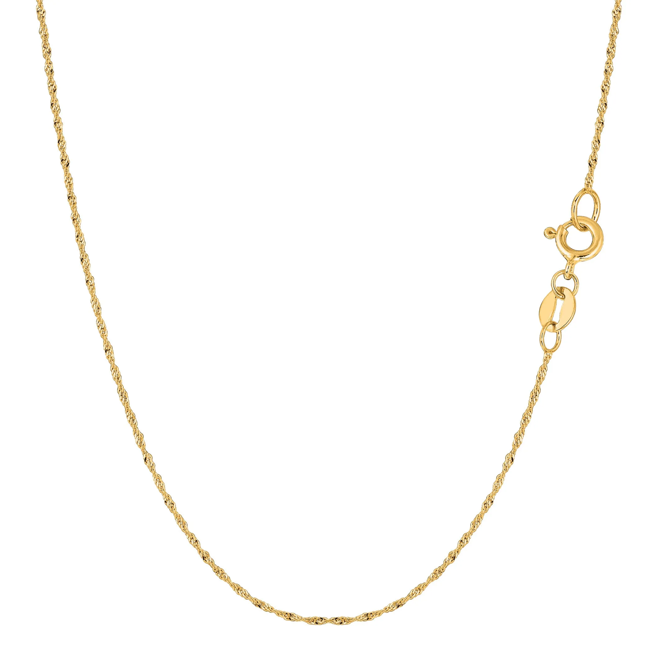 14k Yellow Gold Singapore Chain Bracelet, 1mm, 7"