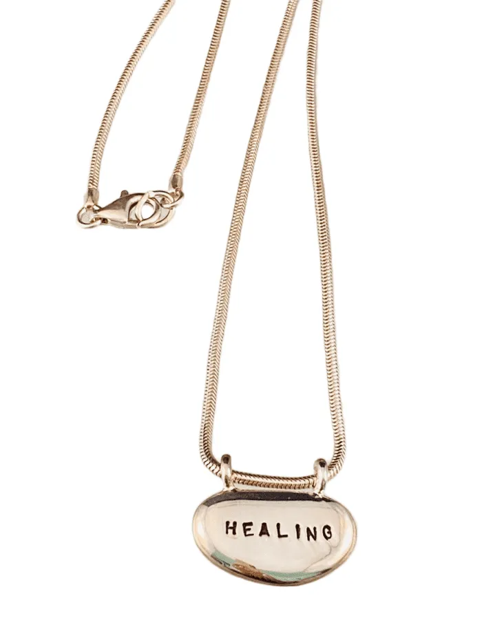 16” Healing Sterling Beach Stone Necklace