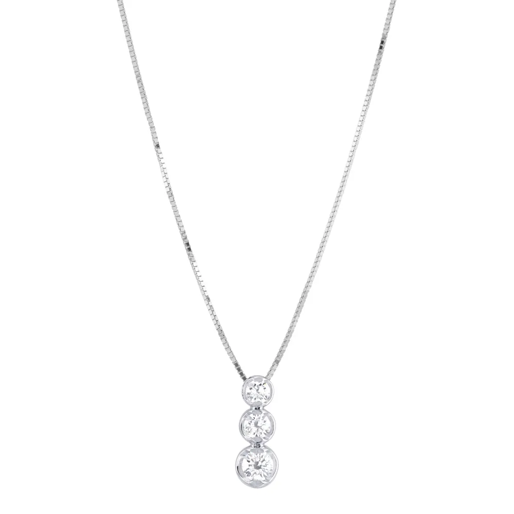 18ct White Gold Trilogy Drop Bezel Set 0.20ct Diamond Necklace KSI3999WR5J