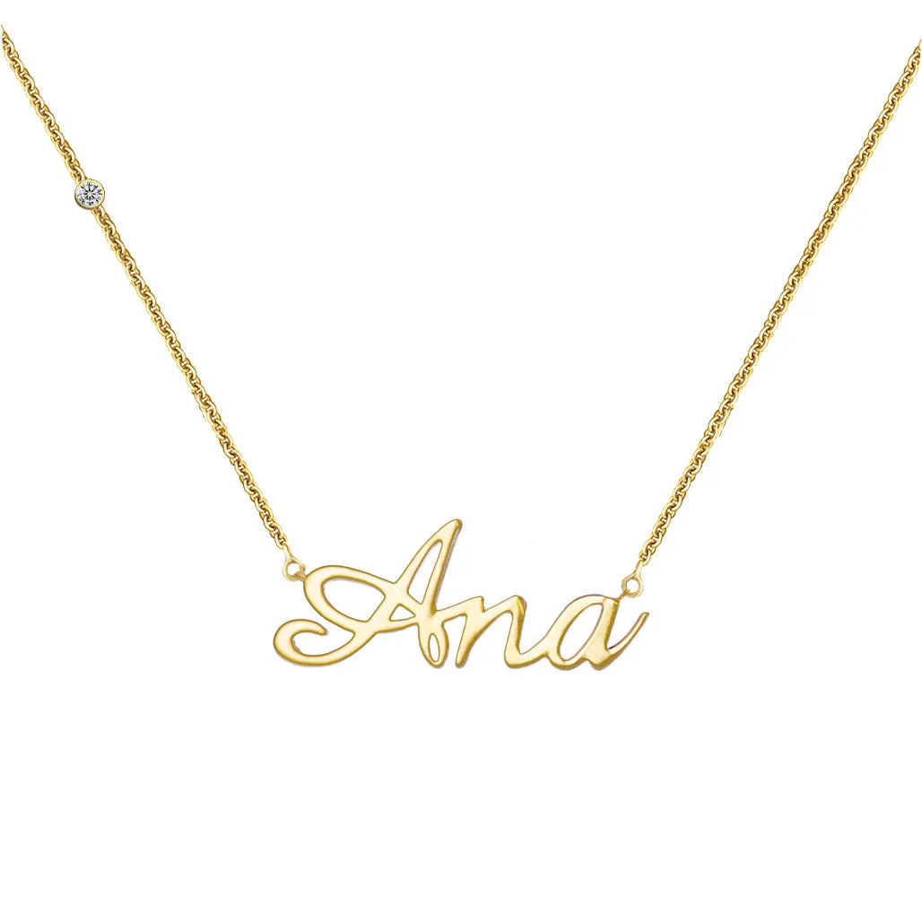 18k Gold Personalized Name 18k Gold (Full Filled) Diamond Necklace