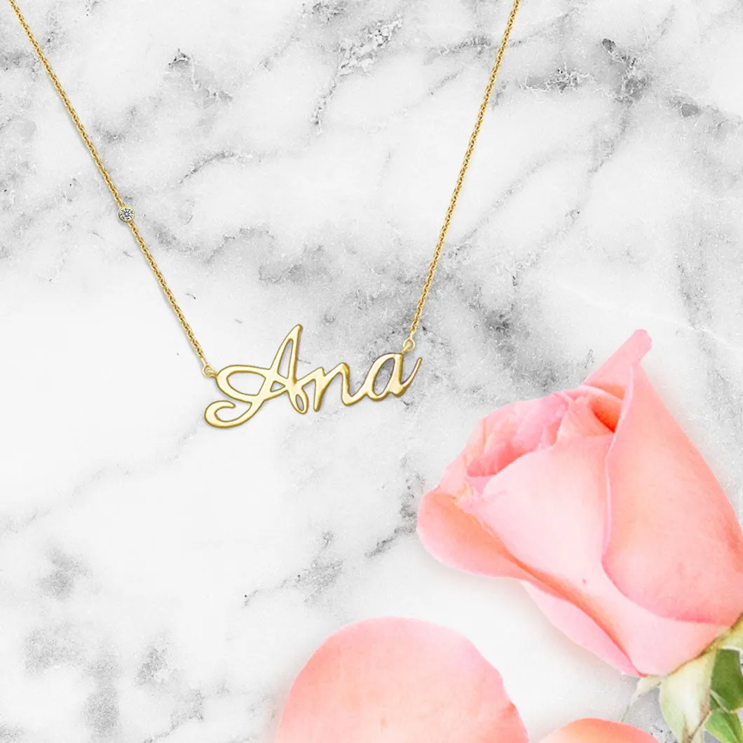18k Gold Personalized Name 18k Gold (Full Filled) Diamond Necklace