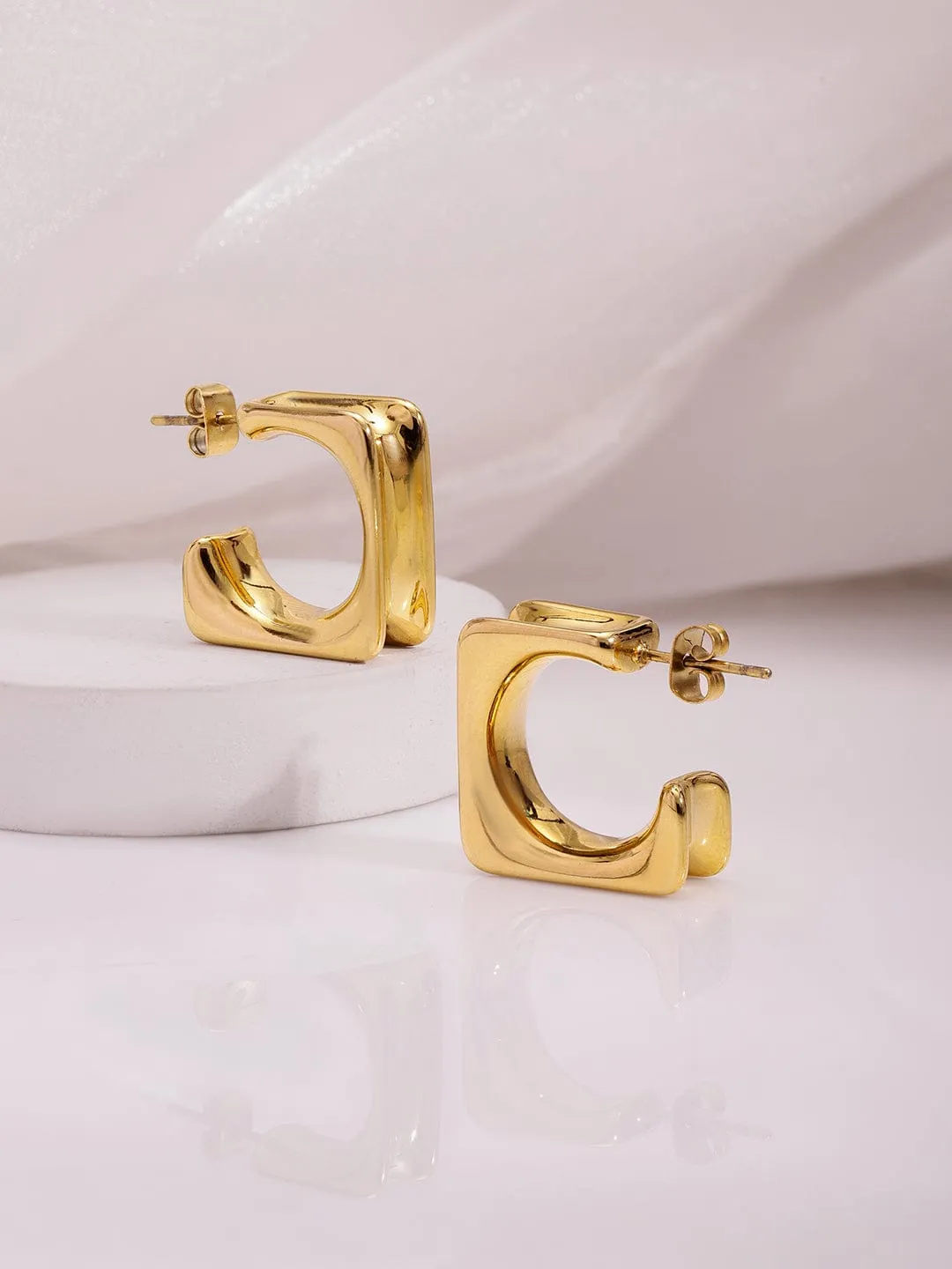 18KT Gold Plated Stainles Steel  Tarnish Free Waterproof Demi-Fine Hoop Earrings