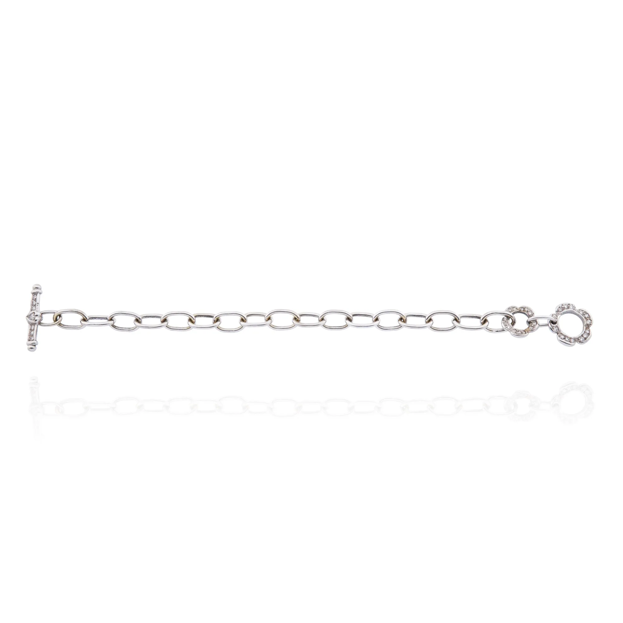 18kt White Gold Cable Link Diamond Bracelet 1