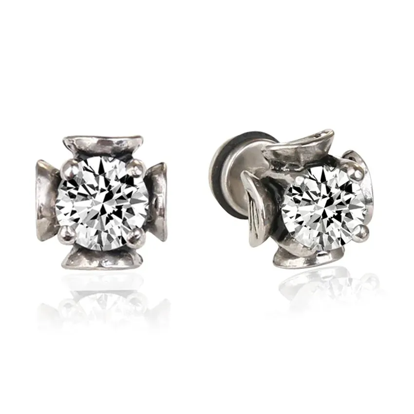 2021 Black Zircon Stainless Steel Stud Earrings – Punk Rock Ear Jewelry Accessories for Women and Men