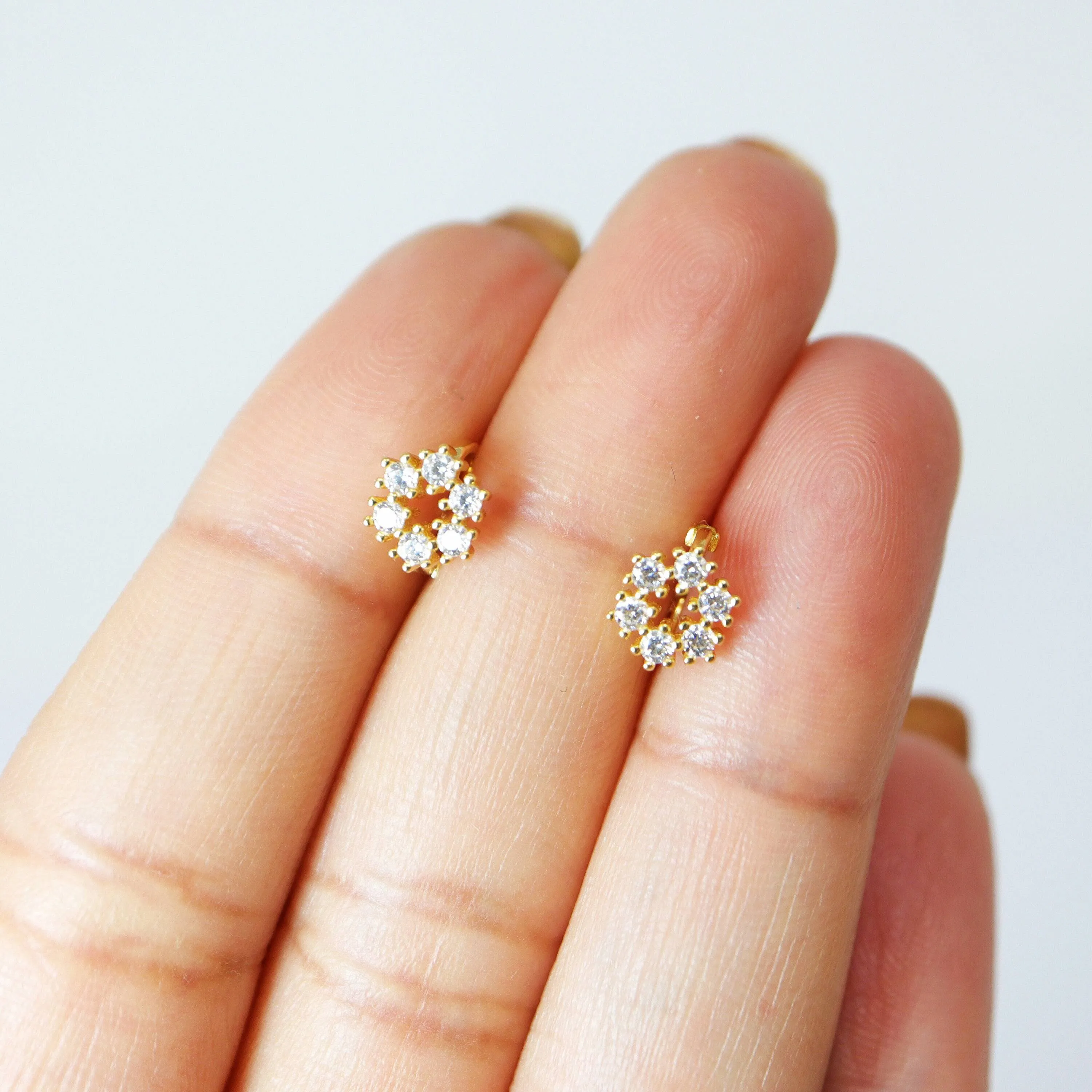6mm Swarovski Crystal 14k Gold And Sterling Silver Floral Cartilage Hoop Earrings, Statement Earrings, Upper Helix Hoop Earrings.