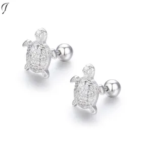 925 Scuba Real Silver Earrings: Turtles