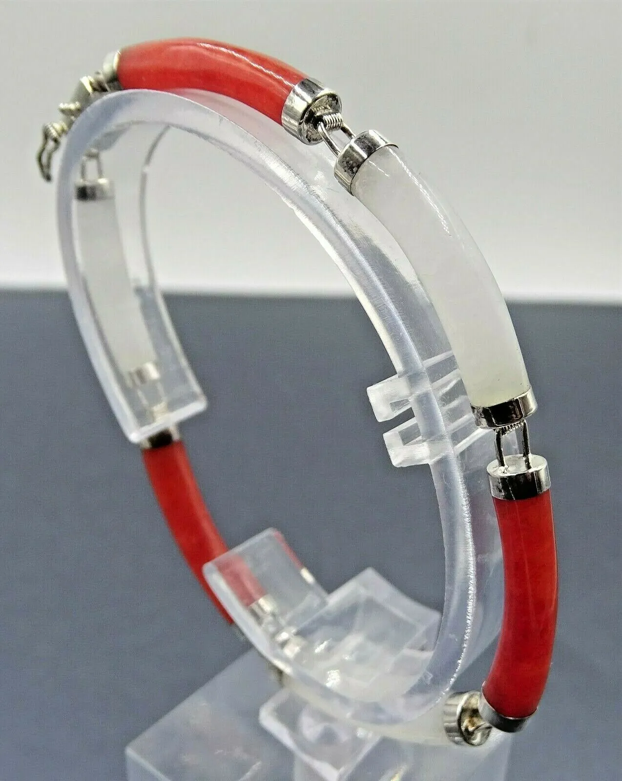 925 Sterling Silver Treated Jade Bracelet