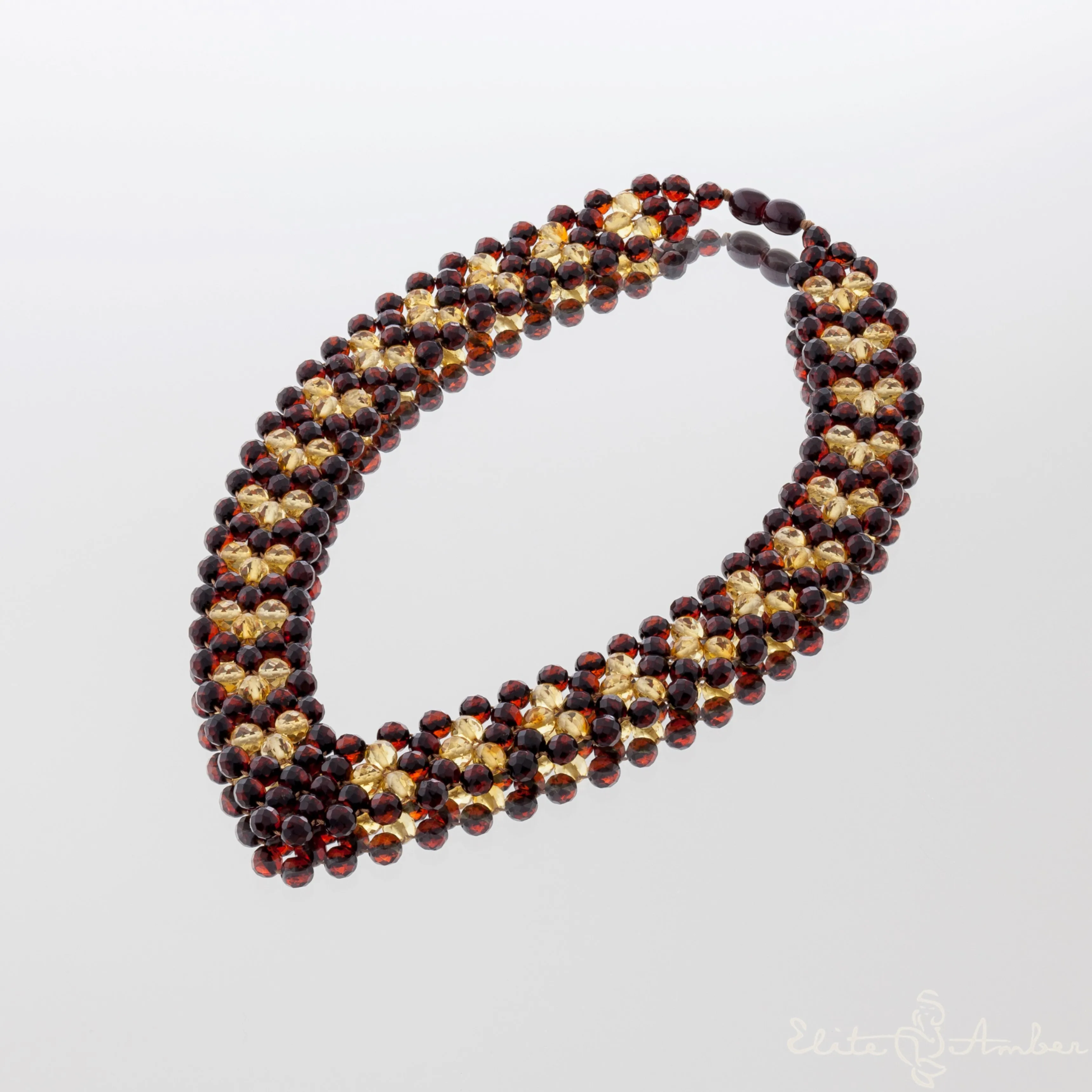 Amber necklace "Princess lemon leafs"
