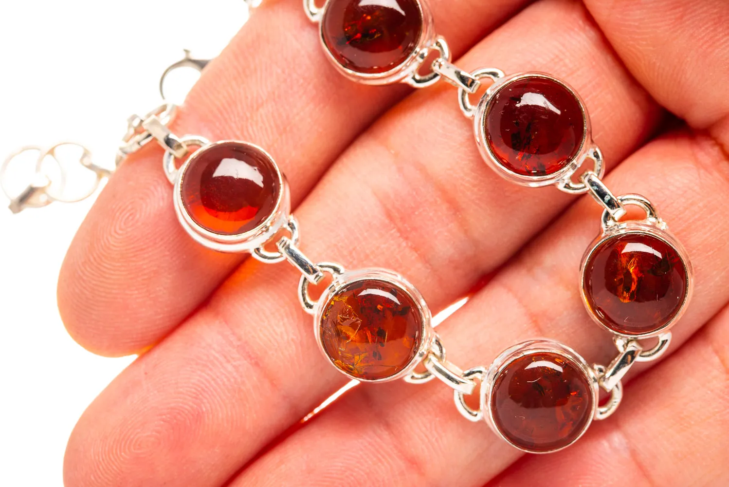 Baltic Amber Bracelet 6 1/2 To 8 1/2" (925 Sterling Silver) BR876368