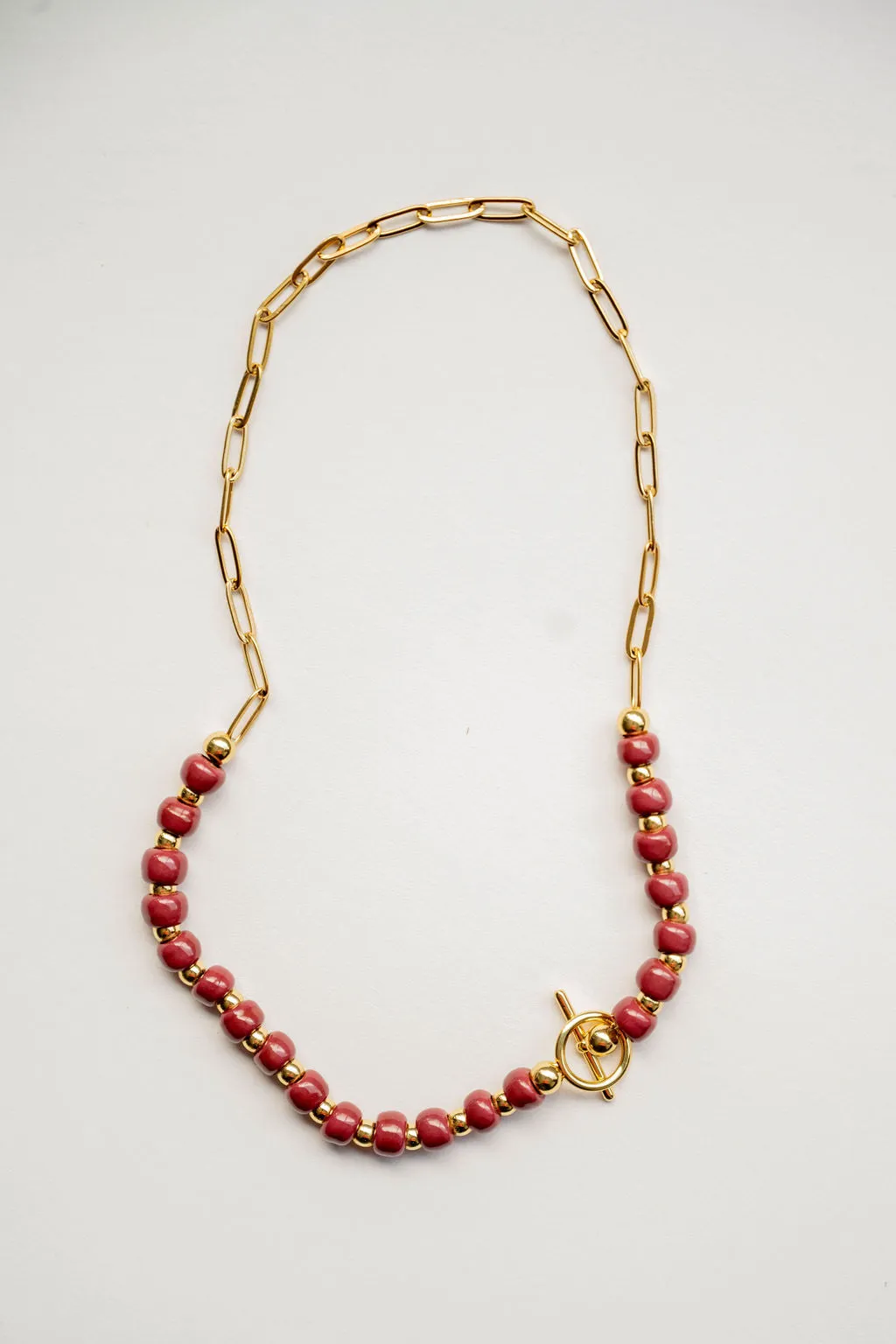 Bel Koz Simple Clay Bead Toggle Necklace