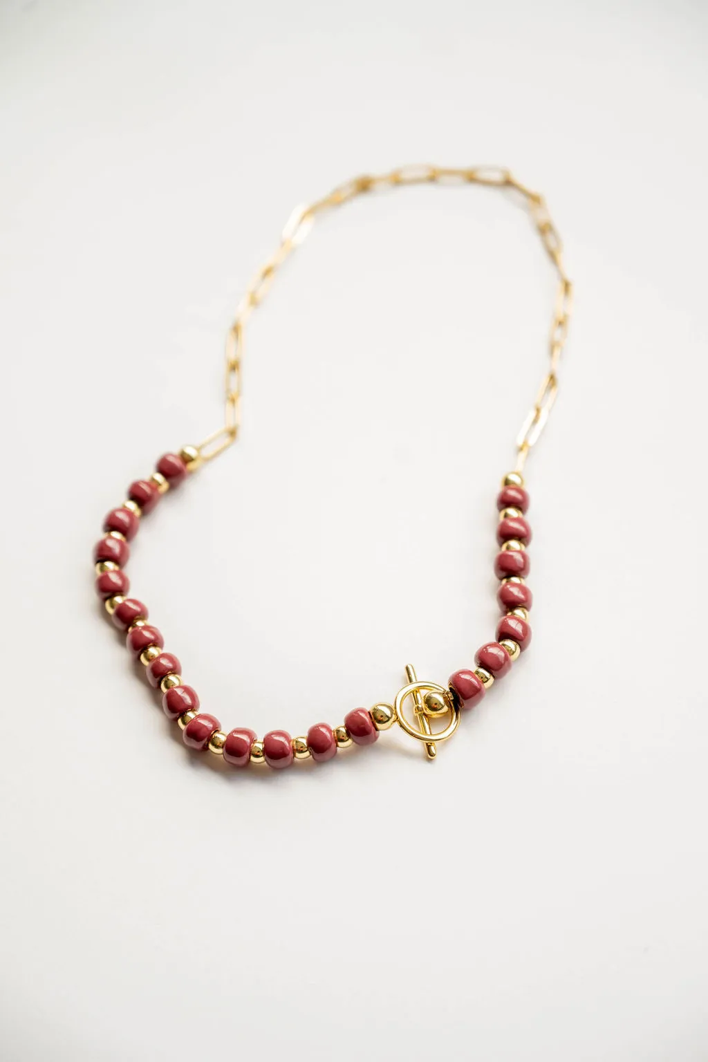 Bel Koz Simple Clay Bead Toggle Necklace