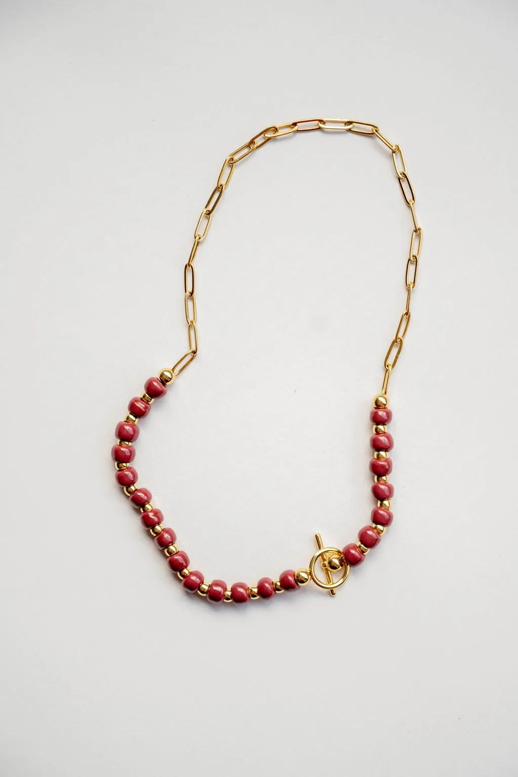 Bel Koz Simple Clay Bead Toggle Necklace