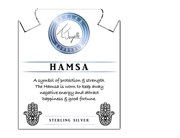Black Moonstone Stone Bracelet with Hamsa Sterling Silver Charm