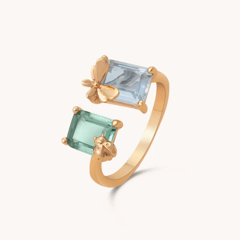 Bumblebee Topaz Adjustable Gold Ring