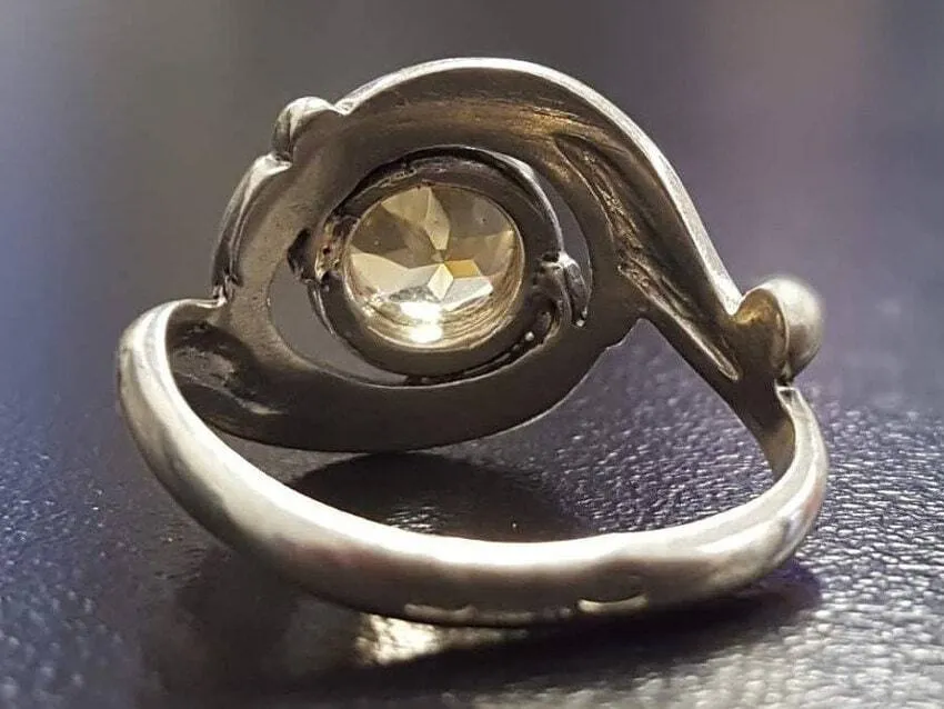 Citrine Ring - Yellow Swirl Ring - Vintage Spiral Ring