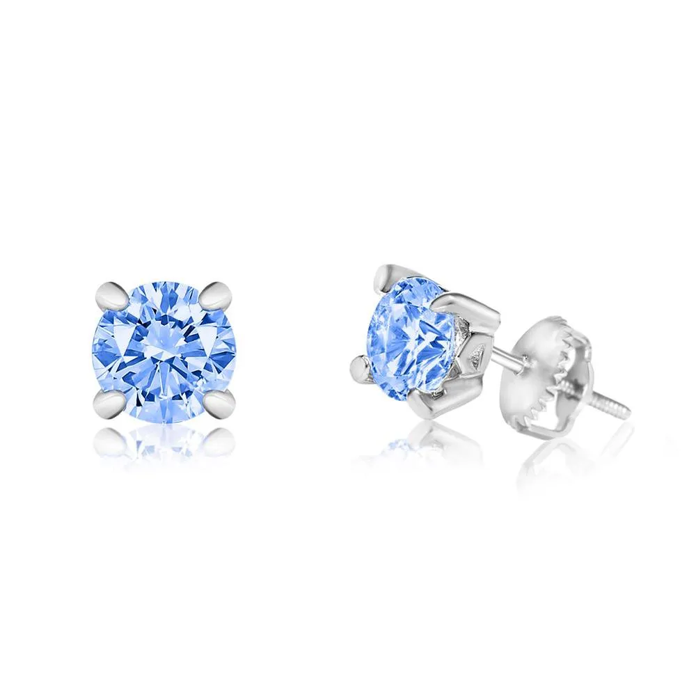 December Birthstone Crystal White Gold Palladium Girl's Stud Earrings