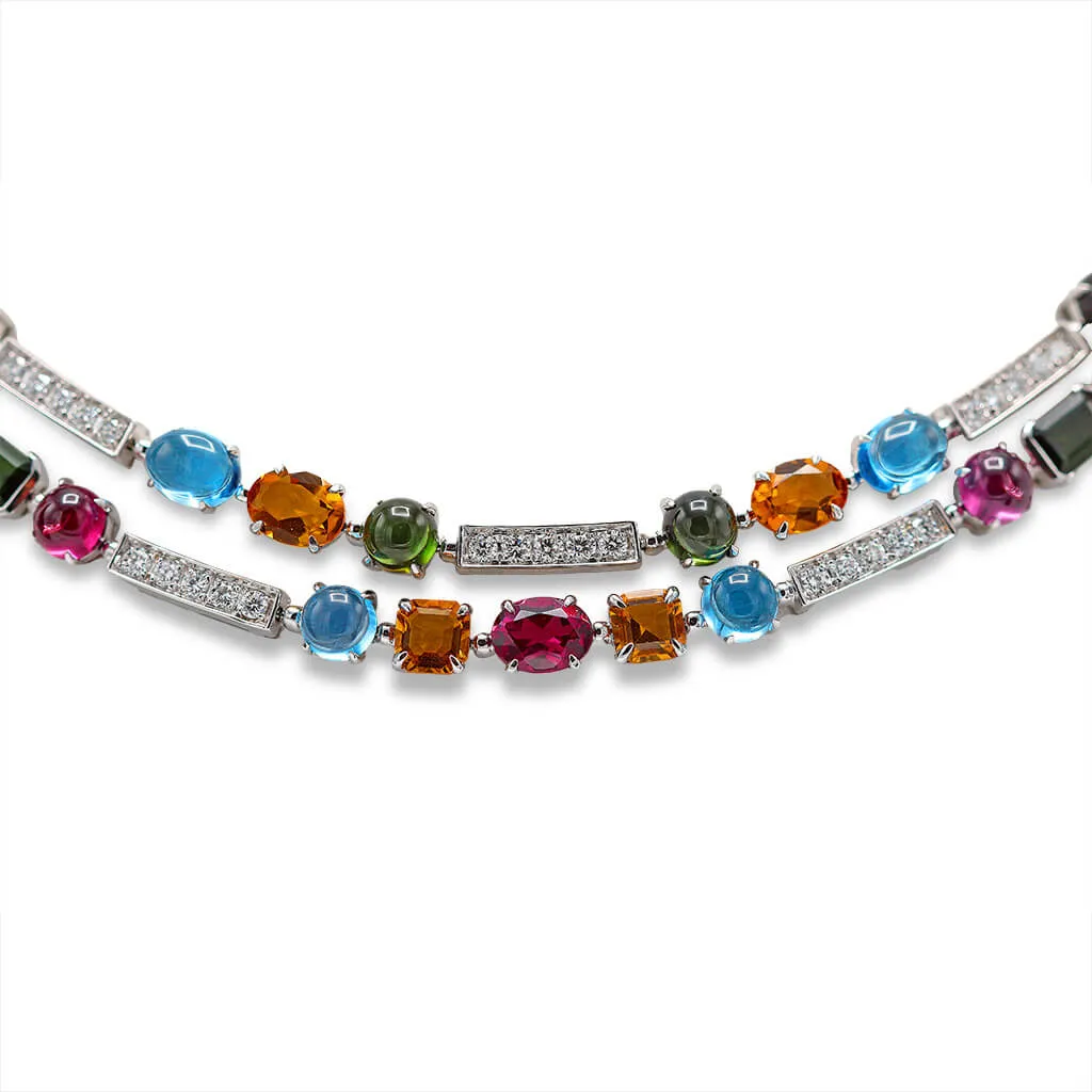 Diamond & Multi Gem Bvlgari Allegra Necklace - 18ct White Gold