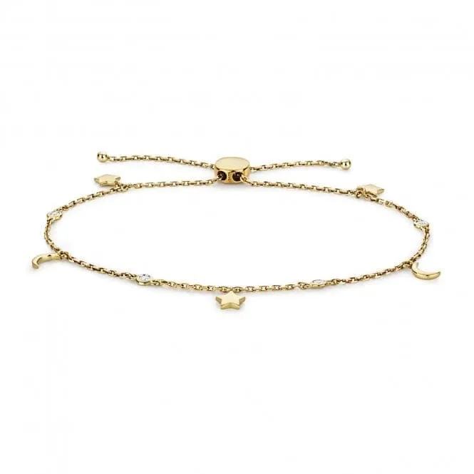 Diamond Jewellery 9ct Gold Diamond Star & Moon Bracelet BD031