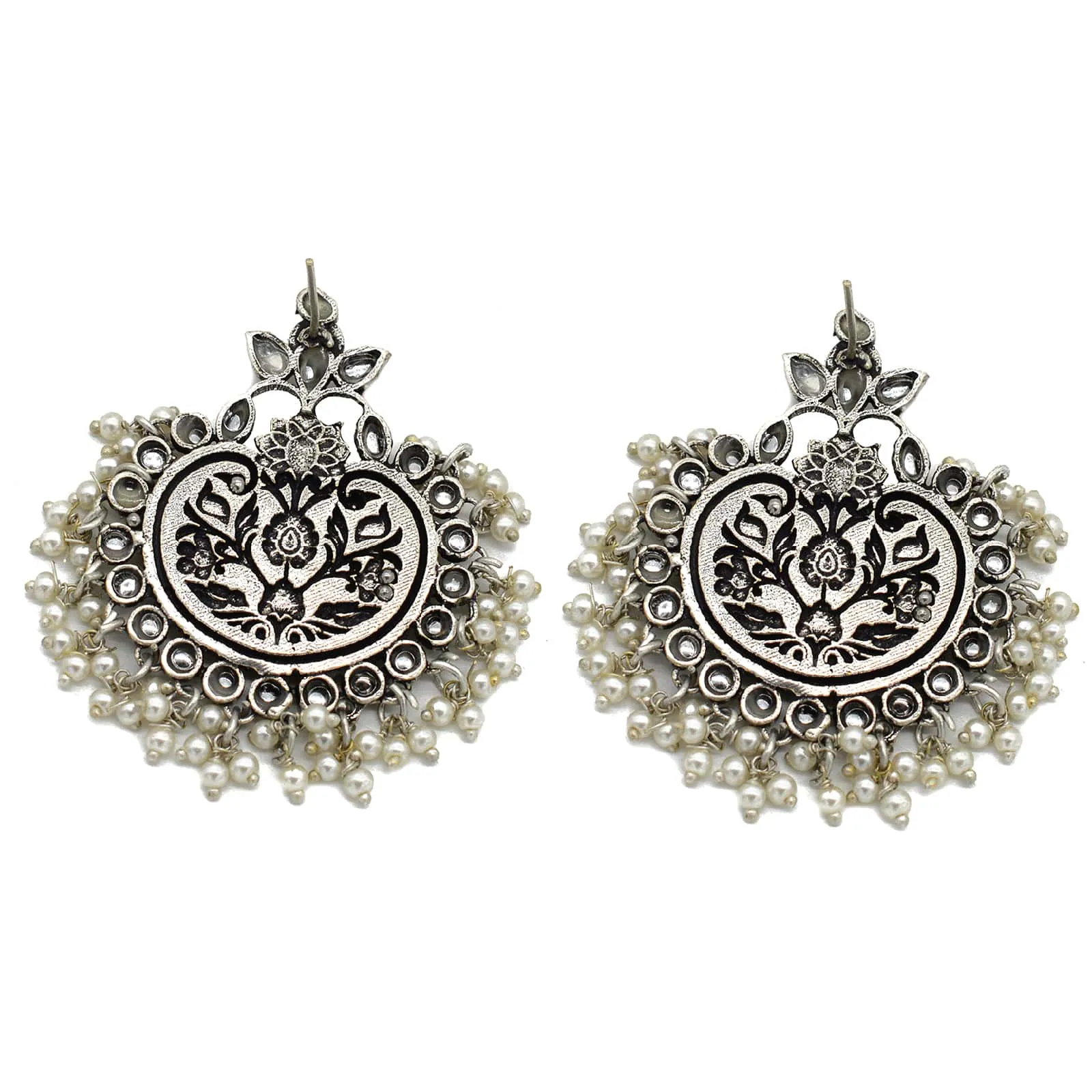Dual tone Pearl Chandbali Earrings