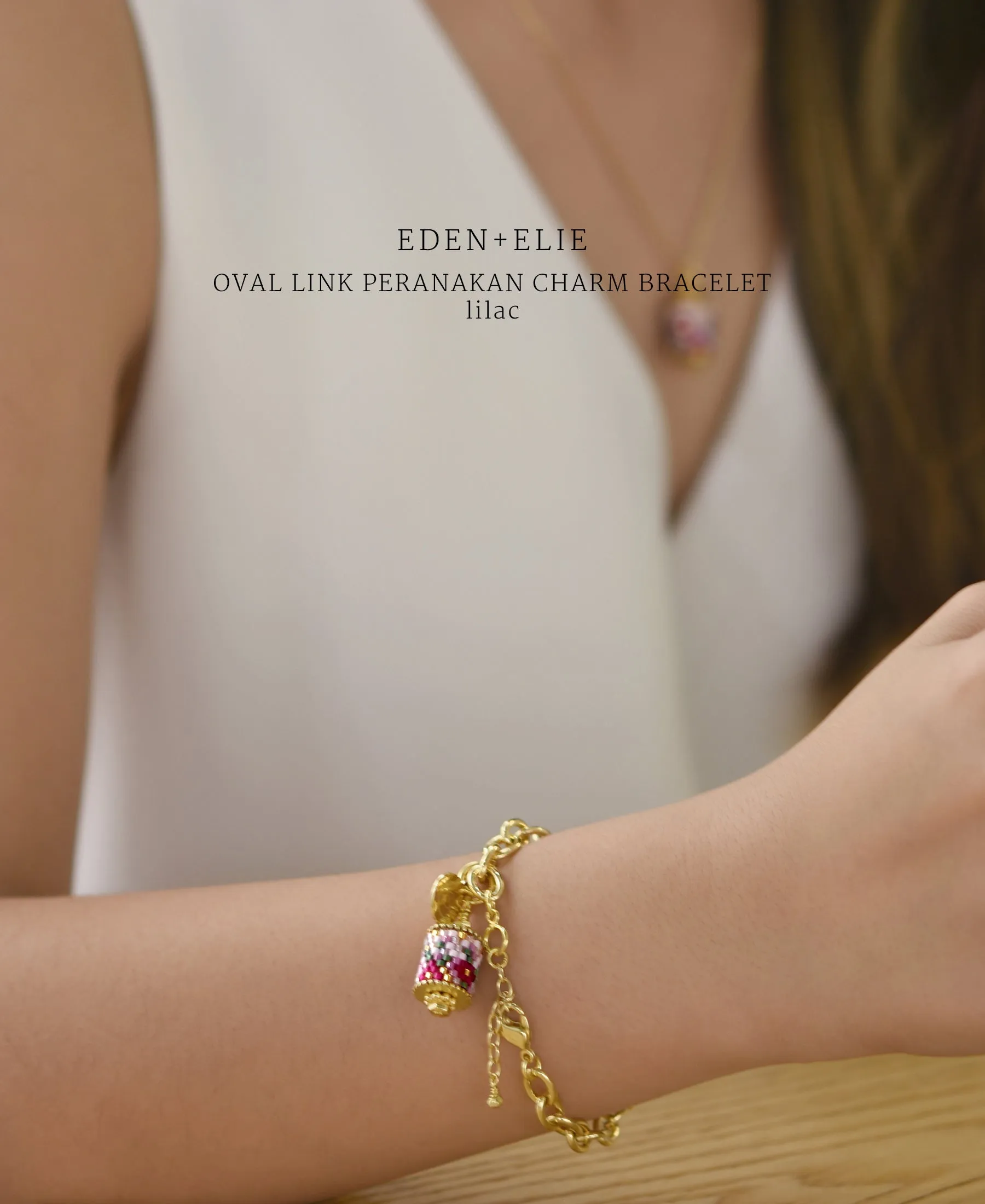 EDEN   ELIE Modern Peranakan gold charm bracelet - lilac