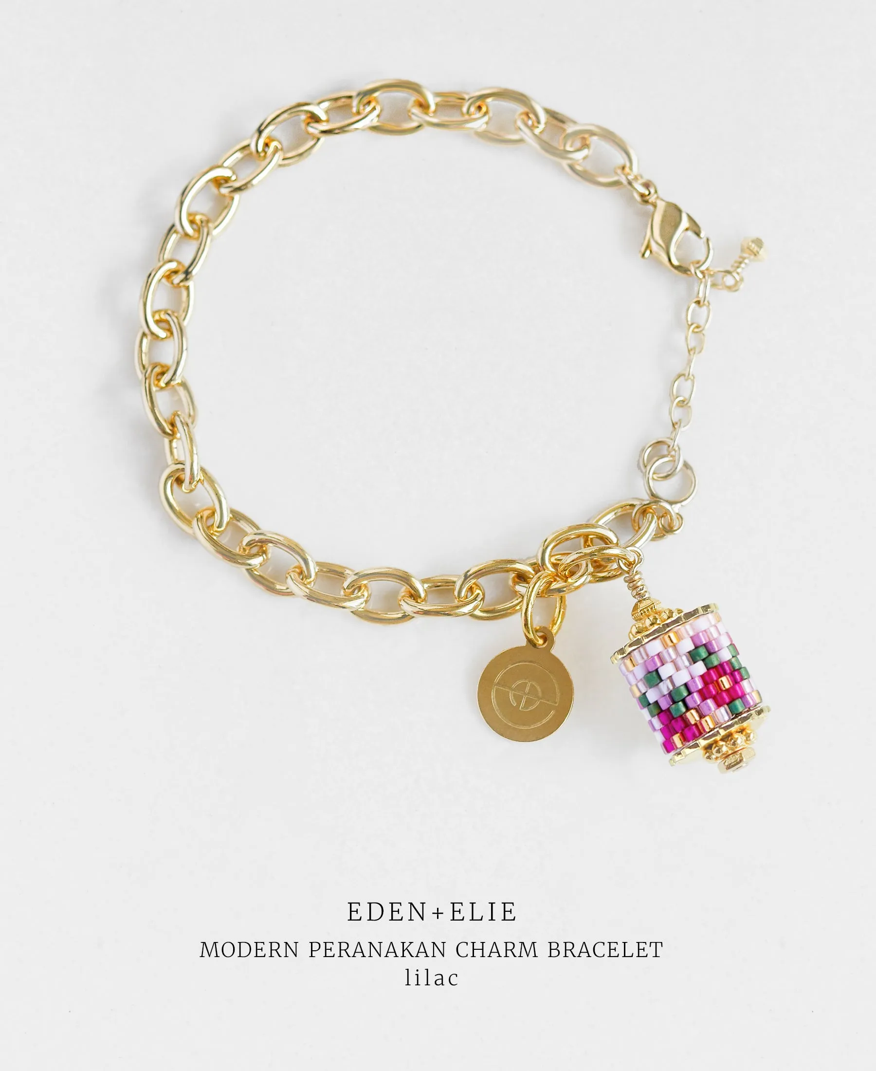 EDEN   ELIE Modern Peranakan gold charm bracelet - lilac