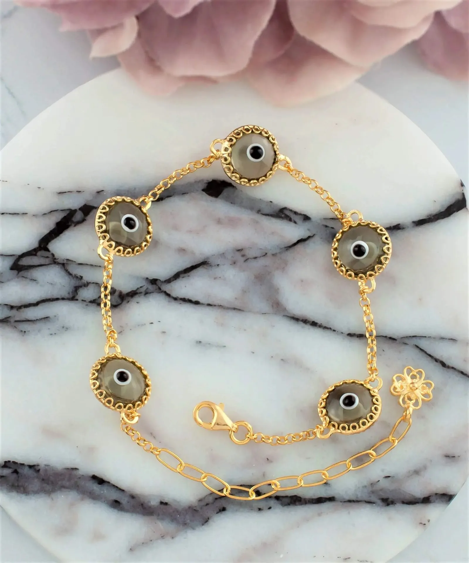 Elegant Murano Glass Evil Eye Gold Plated Bracelet - A Fusion of Style and Protection