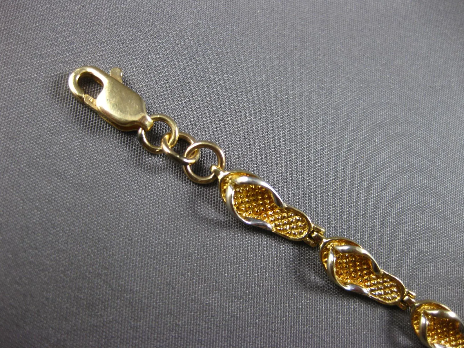 ESTATE 14KT YELLOW GOLD 3D CLASSIC 5MM MULTI SLIPPER FUN LOVE BRACELET #27918
