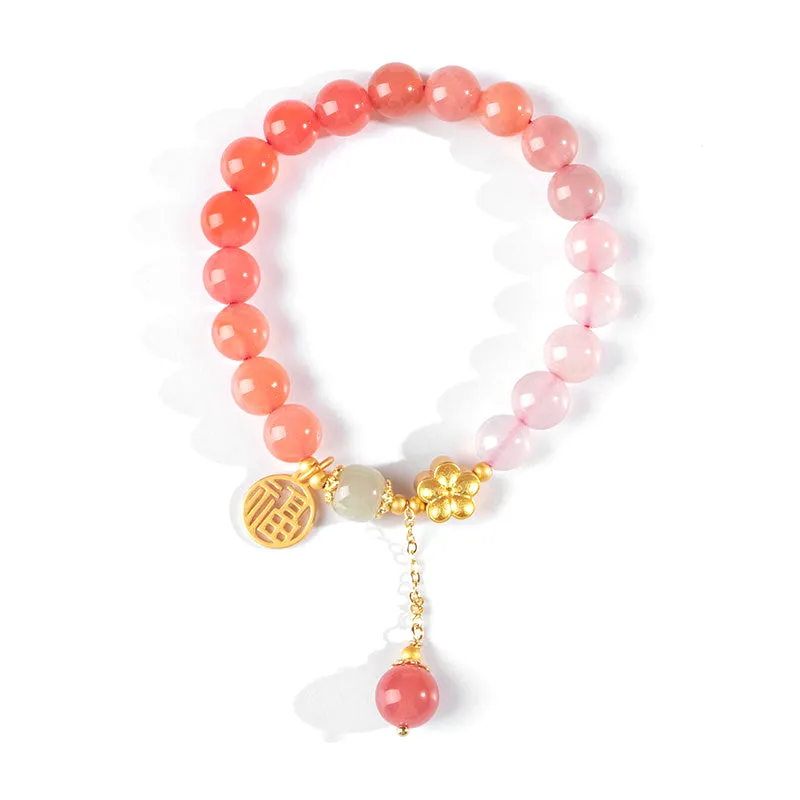 Fortune's Favor Sterling Silver Bracelet with Natural Agate and Hetian Jade Beads