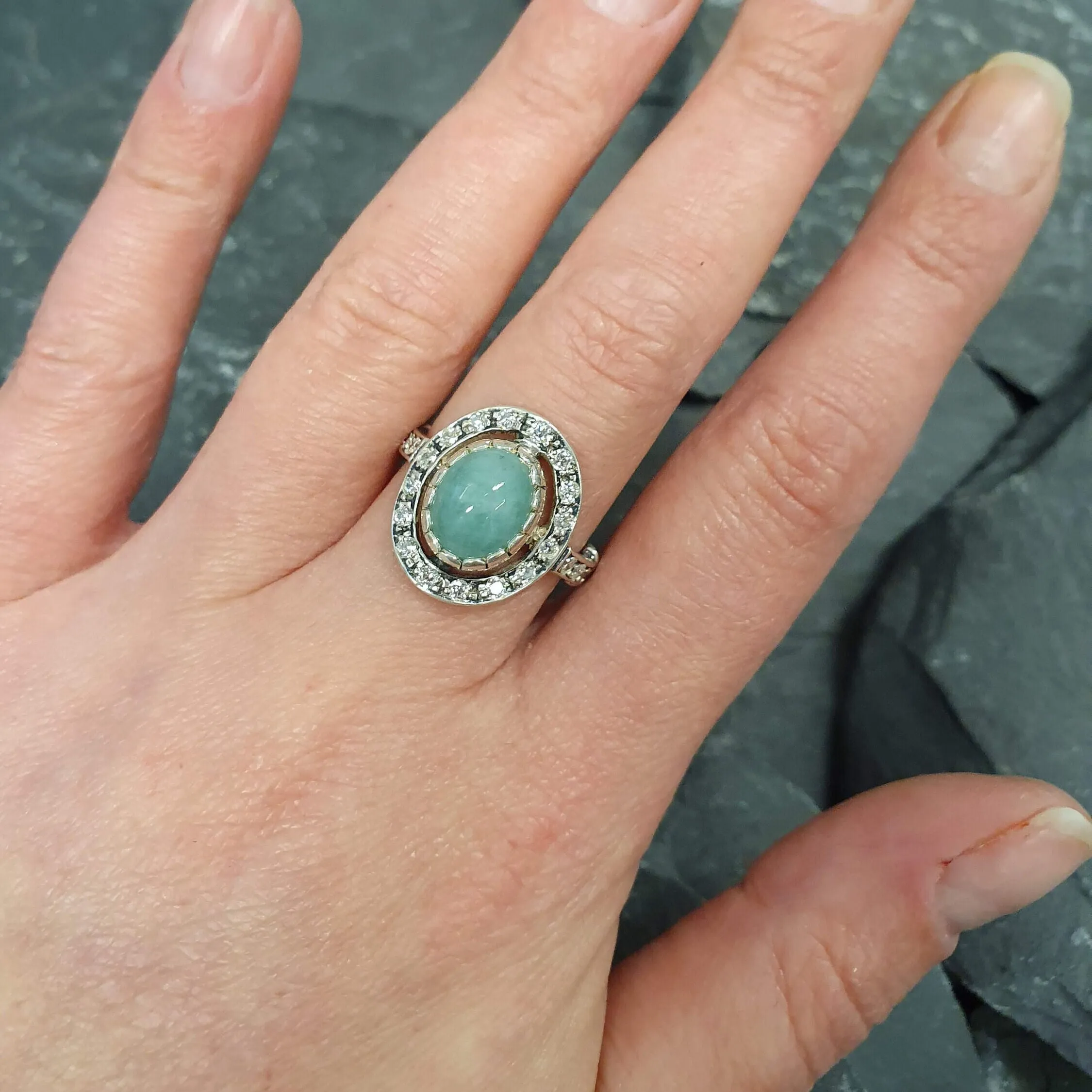 Genuine Emerald Ring - Green Vintage Ring - Large Statement Ring