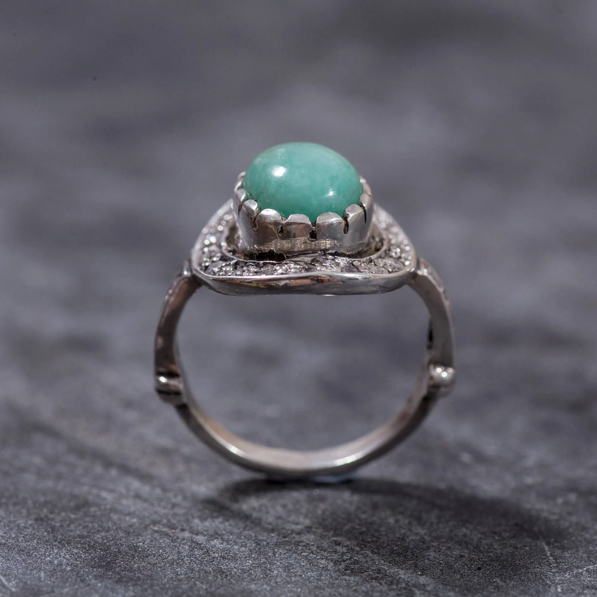 Genuine Emerald Ring - Green Vintage Ring - Large Statement Ring
