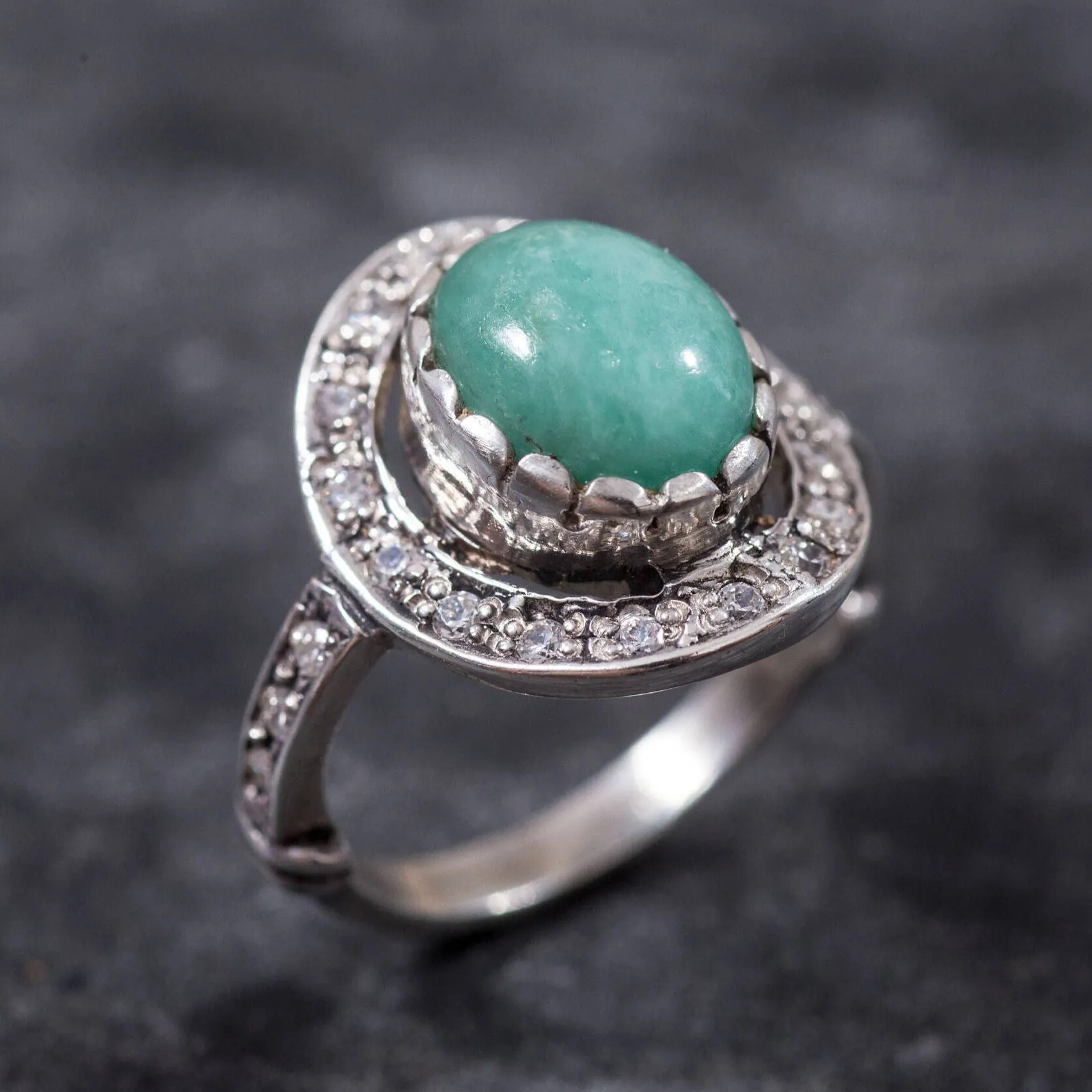 Genuine Emerald Ring - Green Vintage Ring - Large Statement Ring