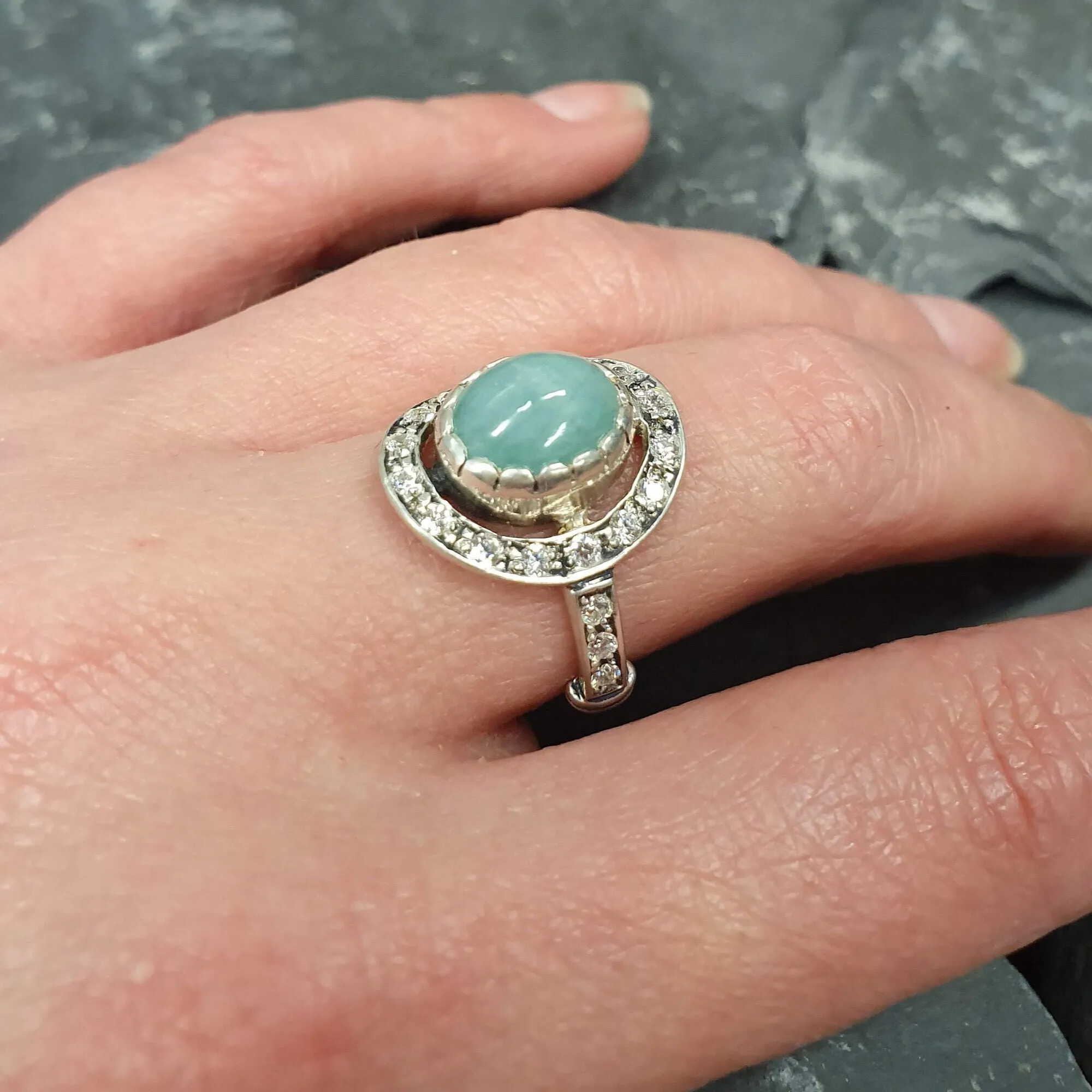 Genuine Emerald Ring - Green Vintage Ring - Large Statement Ring