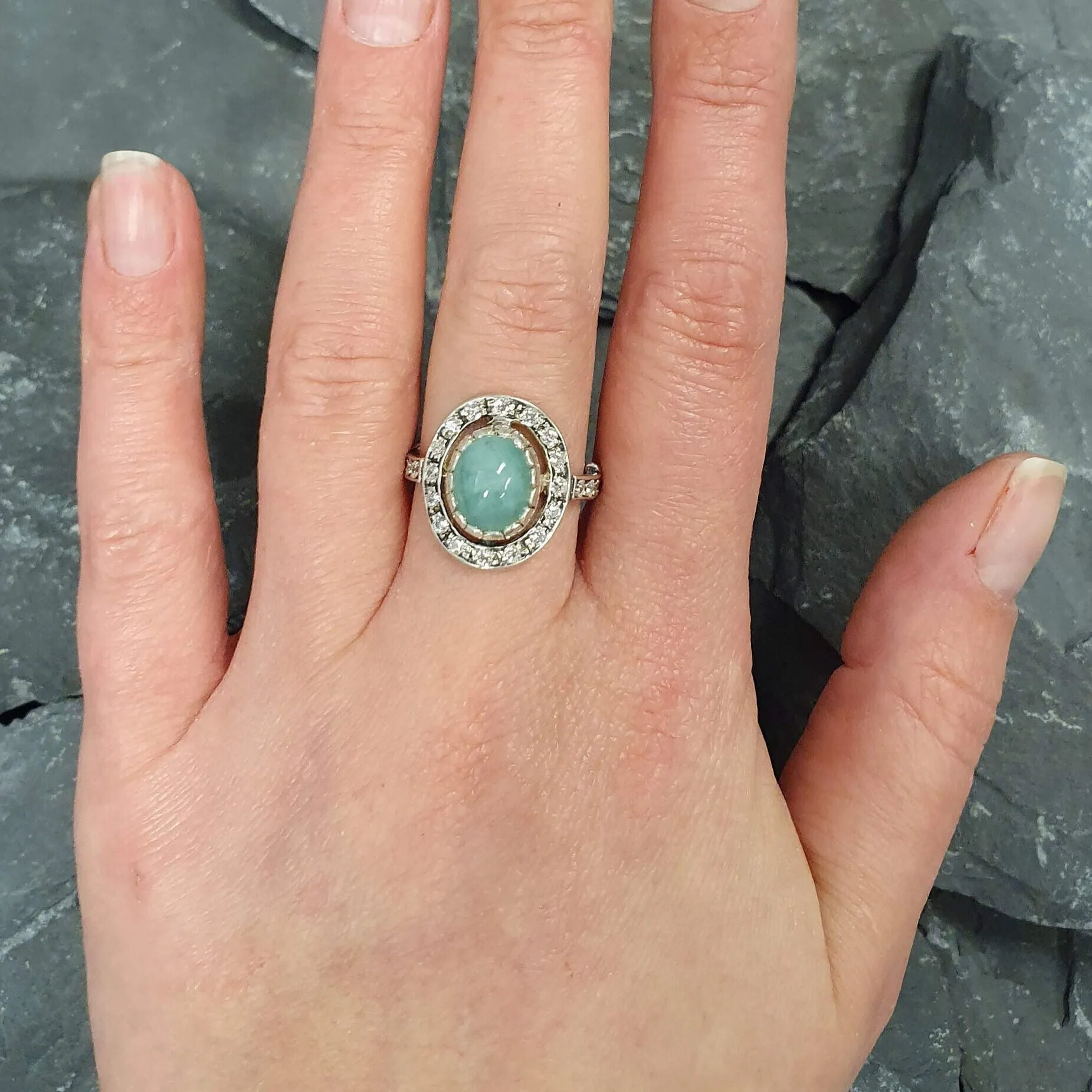 Genuine Emerald Ring - Green Vintage Ring - Large Statement Ring