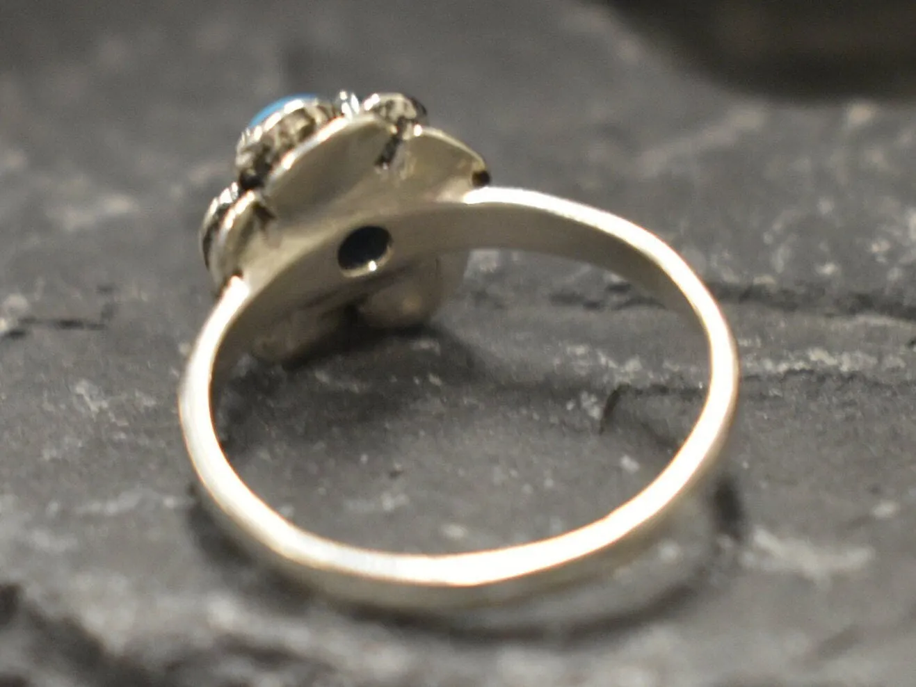 Genuine Turquoise Ring - Blue Solitaire Ring - Rose Flower Ring