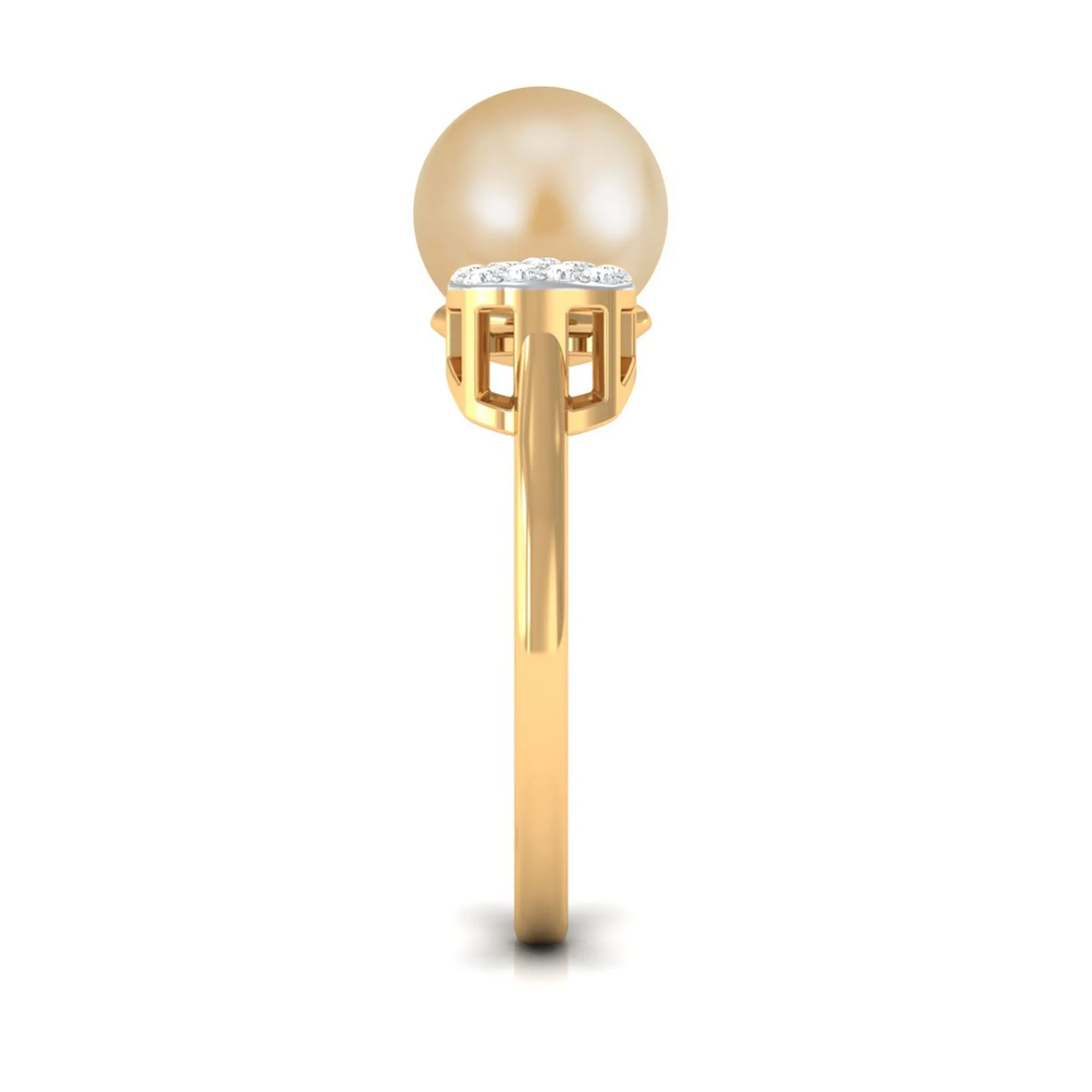 Golden South Sea Pearl and Diamond Cuff Engagement Ring