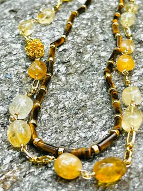 Golden Sunshine Citrine & Gold Chain Necklace