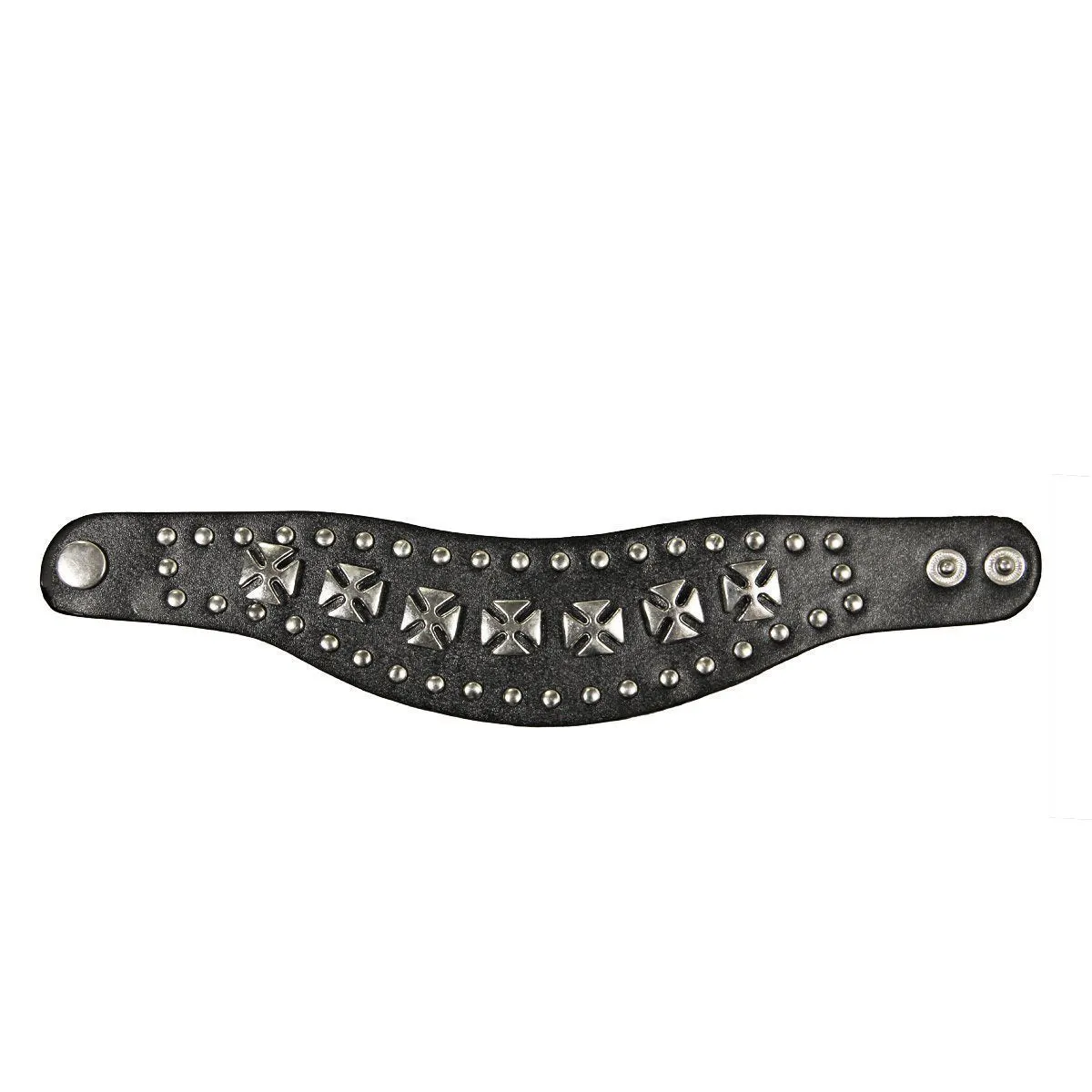 Leather Studded Seven Chopper Cross Bracelet