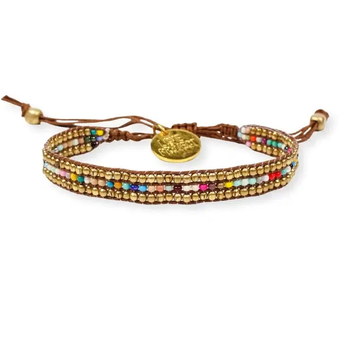 Love Is Project Bracelet: Skinny Gold Rainbow Darjeeling