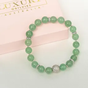 LUXURY CRYSTAL BRACELET GREEN JADE & SILVER