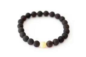 Matte Dark Amber with Butterscotch-Accent Bracelet - Elegant Baltic Amber Bead Jewelry