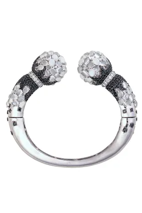 Moonstone Black Diamond Cuff Bracelet