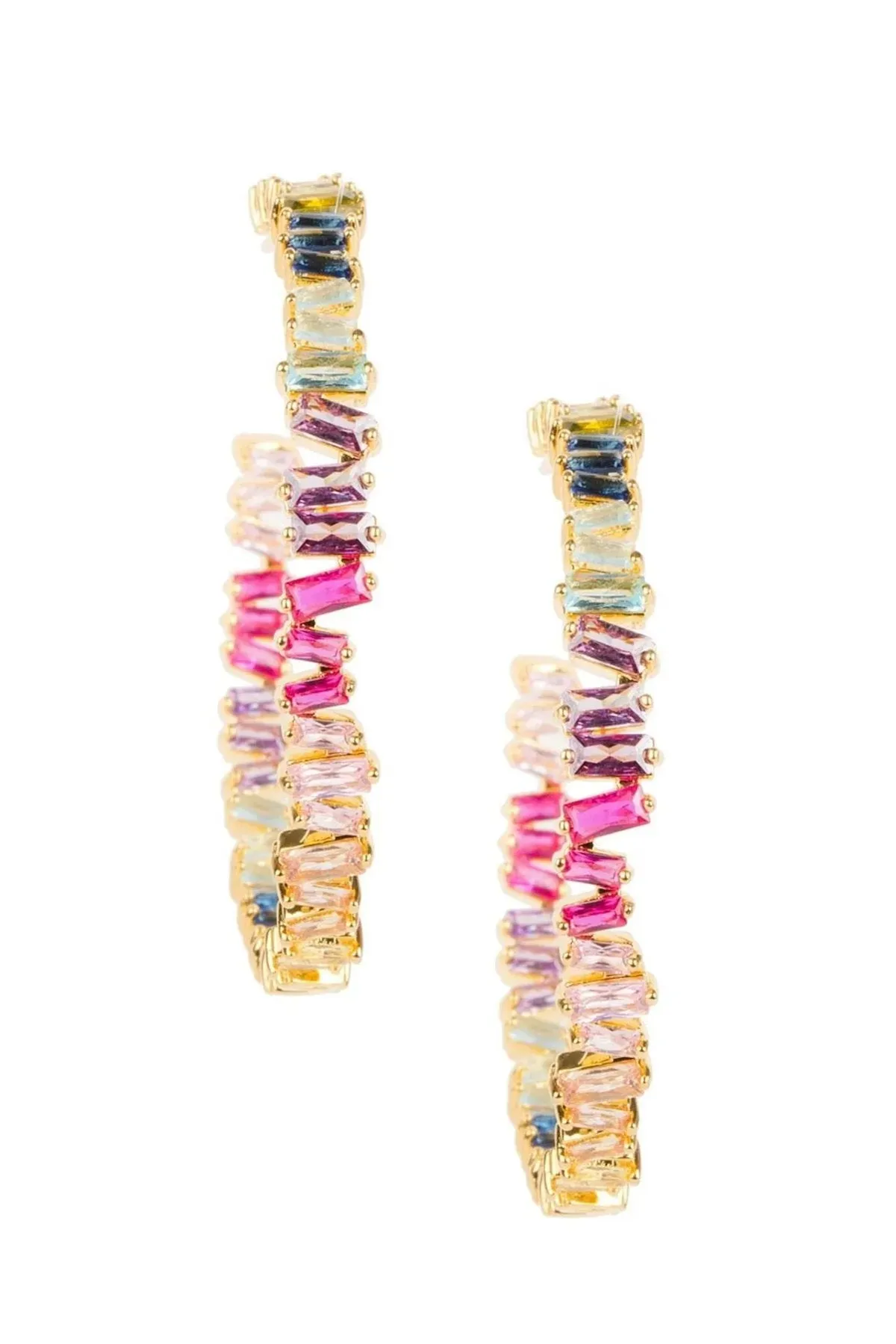 Multicolor Crystal Hoop Earrings