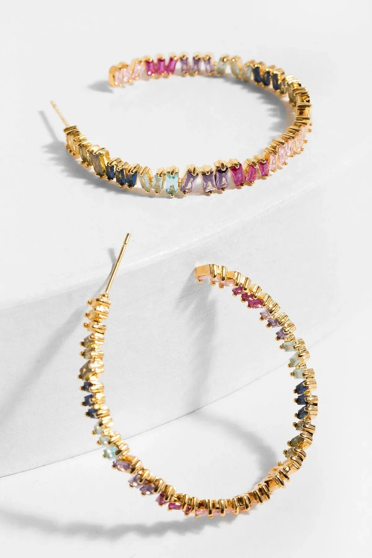 Multicolor Crystal Hoop Earrings