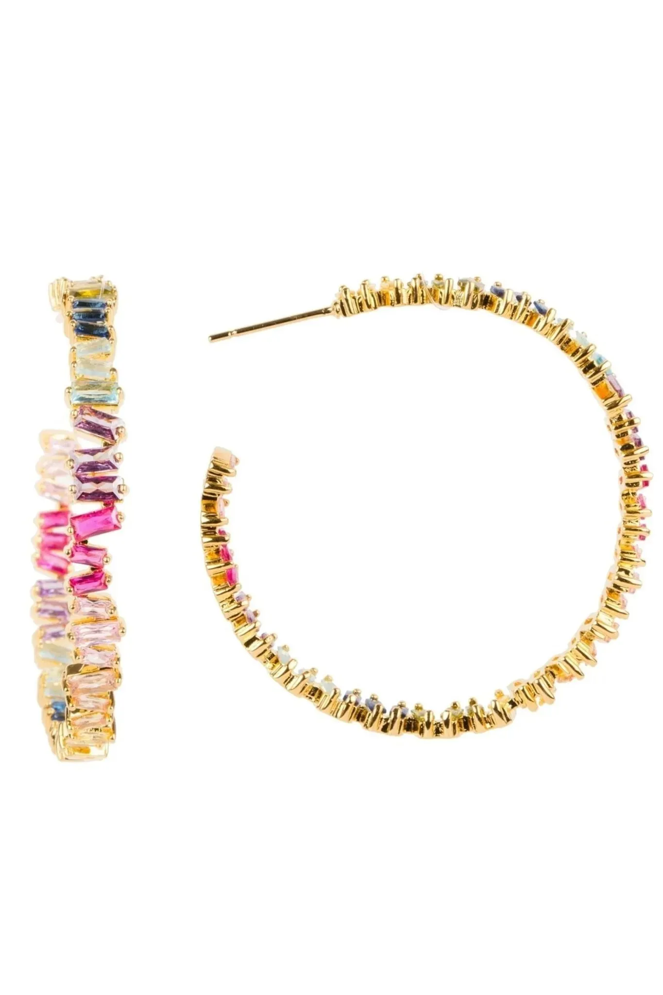 Multicolor Crystal Hoop Earrings