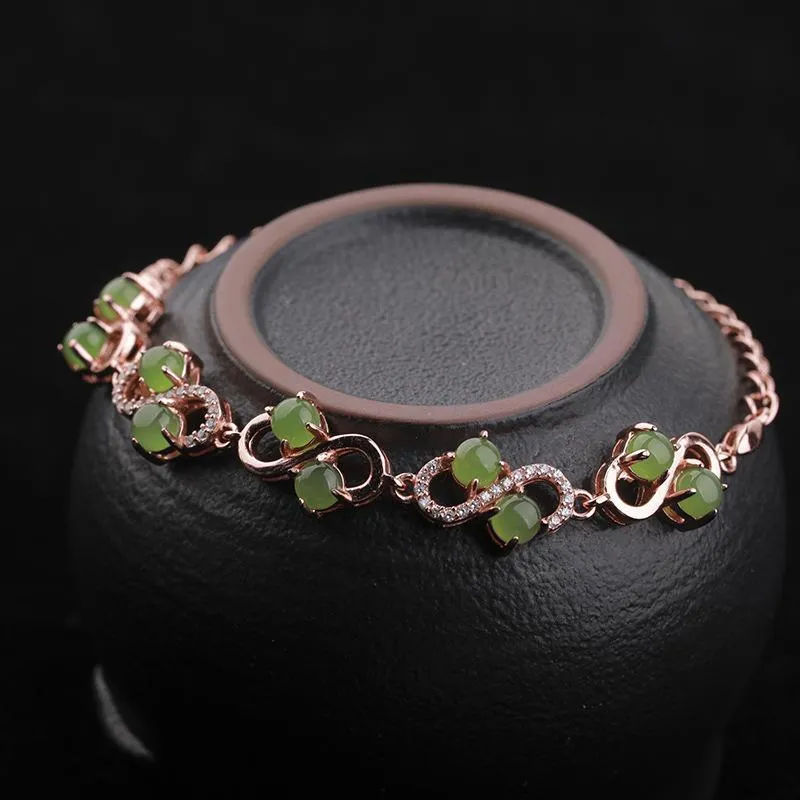 Natural Jade Bracelet Nephrite Silver Bracelet NB149
